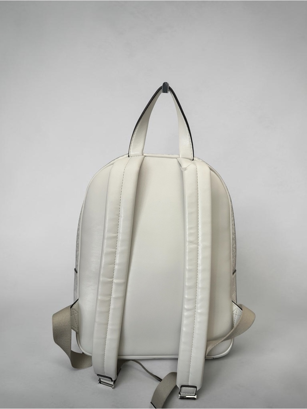 Michael Kors Jet Set Medium Pocket Backpack Monogram Optic White Silver - Picture 6 of 10